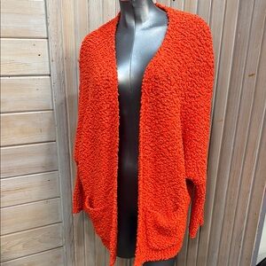 DAVI & DANI Orange Chunky Knit Cardigan Sweater